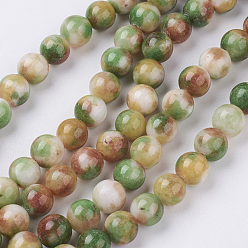 Colorido Jade Hebras de Cuentas, jade blanco natural, teñido, rondo, colorido, 6 mm, agujero: 1 mm, sobre 69 unidades / cadena, 15.7 pulgada
