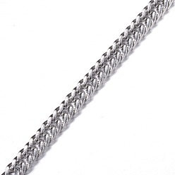 Stainless Steel Color 304 Stainless Steel Cuban Link Chains, Chunky Curb Chains, Unwelded, with Spool, Faceted, for Jewelry Making, Stainless Steel Color, 5.5x4x0.8mm, about 32.8 Feet(10m)/roll