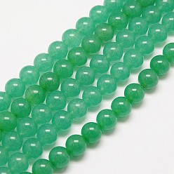 Medium Spring Green Natural Malaysia Jade Bead Strands, Round Dyed Beads, Medium Spring Green, 6mm, Hole: 1mm, about 64pcs/strand, 15 inch