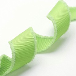 Vert Clair Rubans gros-grain effilochés en polyester, avec franges, vert clair, 1 pouces (25 mm), à propos de 50yards / roll (45.72m / roll)