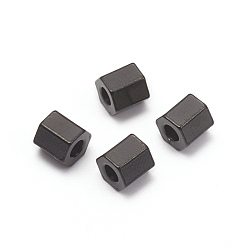 Electrophoresis Black 304 Acier inoxydable perles d'espacement, hexagone, électrophorèse noir, 4.5x4.5x4mm, Trou: 1.8mm