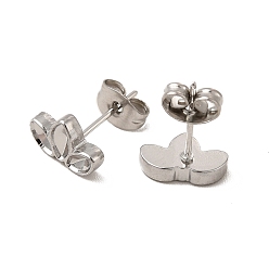 Stainless Steel Color 304 Stainless Steel Stud Earring Cabochon Settings, Leaf with Horse Eye Tray, Stainless Steel Color, Tray: 5x2.5mm and 4x2mm, 6.5x10mm, Pin: 0.8mm