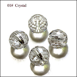 Clair Imitations de perles de cristal autrichien, grade de aaa, à facettes (96 facettes), ronde, clair, 8mm, Trou: 0.9~1mm