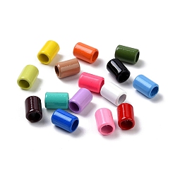 Color mezclado Perlas de aleación pintadas con aerosol para enchapado en estante de columna para la fabricación de joyas, sin cadmio y níque y plomo, color mezclado, 6.5x4.5 mm, agujero: 3.3 mm