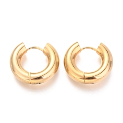 Golden 202 Stainless Steel Huggie Hoop Earrings, Hypoallergenic Earrings, with 316 Surgical Stainless Steel Pin, Ring, Golden, 4 Gauge, 19x20x5mm, Pin: 1mm