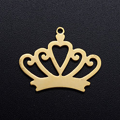 Золотой 201 подвески из нержавеющей стали, корона, золотые, 20x25x1 мм, отверстие : 1.4 мм