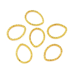 Golden Iron Linking Ring, Openable, Textured Teardrop, Golden, 18x14mm
