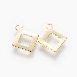 Golden 304 Stainless Steel Charms, Rhombus, Golden, 11.5x9.5x0.5mm, Hole: 1mm