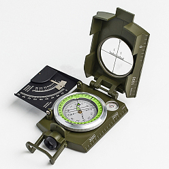 Olive Drab Luminous High Precision Multi Function 5 seconds Fast Measuring Metal Compass, Measurable Slope, Olive Drab, 10x6.7x3.3cm