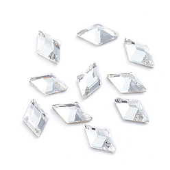 Crystal Glass Rhinestone Cabochons, Flat Back & Back Plated, Faceted, Rhombus, Crystal, 6.5x3.5x2mm