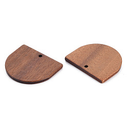 Tan Natural Walnut Wood Pendants, Half Oval, Tan, 23.5x27x2.5mm, Hole: 1.8mm