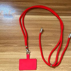 Red Adjustable Polyester Phone Lanyards for Around The Neck, Crossbody Patch Phone Lanyard, with Plastic & Alloy Holder, Red, 6.5x4cm