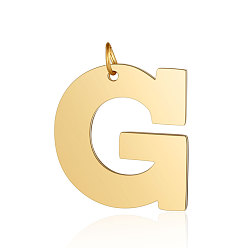 Letter G 201 Stainless Steel Pendants, Letter, Golden, Letter.G, 30.5x29x1.5mm, Hole: 4.5mm