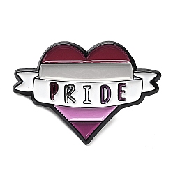 Heart Lesbian Pride Rainbow Theme Enamel Pins, Black Zinc Alloy Brooch for Women, Heart, 21x30.5x1.5mm