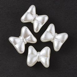 Blanc Perles de nacre en plastique ABS, bowknot, blanc, 18.5x20x12.5mm, Trou: 4.5mm, environ196 pcs / 500 g