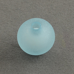 Light Sky Blue Frosted Acrylic Beads, Bead in Bead, Round, Light Sky Blue, 7~8mm, Hole: 2mm, about 2030pcs/500g