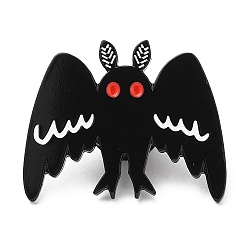 Electrophoresis Black Эмалированная булавка «Хэллоуин летучая мышь», Значок животного из сплава с электрофорезом с черным покрытием для рюкзака, одежды, электрофорез черный, 24.5x30x1.5 мм