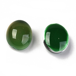 Green Glass Cabochons, Changing Color Mood Cabochons, Oval, Green, 12x10x6.5mm