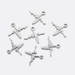Stainless Steel Color 304 Stainless Steel Charms, Heartbeat, Stainless Steel Color, 12.3~12.5x14~14.4x0.8mm, Hole: 1~1.2mm