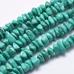 Howlite Natural Magnesite Beads Strands, Dyed & Heated, Nuggets, 9~18x8~12x2~6mm, Hole: 2mm, 15.7 inch(40cm)