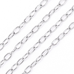 Stainless Steel Color 304 Stainless Steel Cable Chains, Soldered, with Card Paper, Oval, Stainless Steel Color, Links: 3x2x0.4mm, about 32.8 Feet(10m)/card