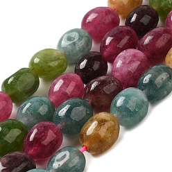Coloré Malaisie naturelles perles de jade brins, facette, ovale, teint et chauffé, colorées, 10.5~13x8.5~10x7~10mm, Trou: 1.2mm, Environ 31~32 pcs/chapelet, 14.57''~15.16'' (37~38.5 cm)