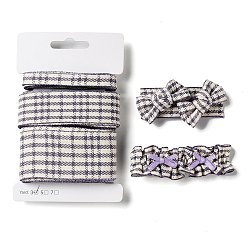 Medium Purple 9 Yards 3 Styles Tartan Print Polyester Ribbon, for DIY Handmade Craft, Hair Bowknots and Gift Decoration, Medium Purple, 3/8~1-5/8 inch(10~40mm) about 3 yards/style