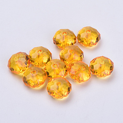Orange Perles acryliques transparentes, facette, rondelle, orange, 22x15mm, trou: 3 mm, environ 135 pcs / 500 g