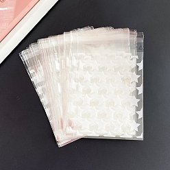 White Rectangle PE Plastic Cellophane Bags, Star Pattern, White, 13x8cm
