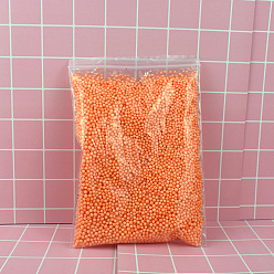 Orange Petites boules de mousse artisanales, ronde, pour la fabrication d'artisanat de vacances de mariage bricolage, remplisseur de boîte cadeau, orange, 2~4mm, 7~10 g / sac