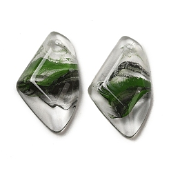Verde Colgantes de cristal transparente, encantos de alas facetadas, verde, 32.5x19x6.5 mm, agujero: 1.6 mm