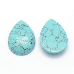 Turquoise Synthétique Cabochons turquoises synthétiques, goutte , 34~35x24~25x6.5~7mm