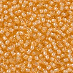 (955) Inside Color Crystal/Peach Lined Toho perles de rocaille rondes, perles de rocaille japonais, (955) intérieur cristal / pêche doublé, 11/0, 2.2mm, Trou: 0.8mm, environ5555 pcs / 50 g