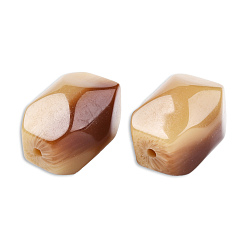 Navajo White Resin Beads, Imitation Gemstone, Faceted Hexagon, Navajo White, 30x22.5x22.5mm, Hole: 2.7~3.1mm