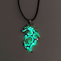 Средний Весенно-Зеленый Люминесцентное ожерелье с подвеской в виде дракона, светящиеся в темноте украшения для женщин, средний весенний зеленый, 23.62 дюйм (60 см)