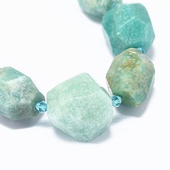 Amazonite Natural Amazonite Beads Strands, Faceted, Nuggets, 14~21.5x11~22.5mm, Hole: 1.2mm, about 16~20pcs/strand, 15 inch(38.2cm)