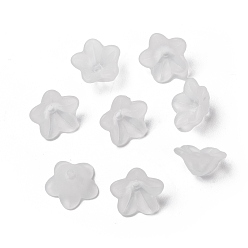 White Transparent Acrylic Beads, Frosted, Flower, White, 13x7mm, Hole: 1mm, about 1865pcs/500g