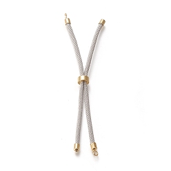 Light Grey Nylon Twisted Cord Bracelet Making, Slider Bracelet Making, with Eco-Friendly Brass Findings, Round, Golden, Light Grey, 8.66~9.06 inch(22~23cm), Hole: 2.8mm, Single Chain Length: about 4.33~4.53 inch(11~11.5cm)