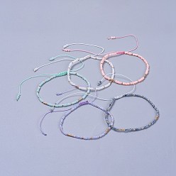 (52) Непрозрачная лаванда Регулируемые нейлоновые нити плетеные браслеты из бисера, со стеклянными бусинами и стеклянными бусинами, разноцветные, 2 дюйм (5.2 см)