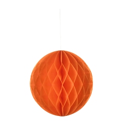Orange Boule de papier en nid d'abeille, lanterne de papier, avec du fil de coton, pour le mariage et la décoration de fête d'anniversaire, orange, 355mm