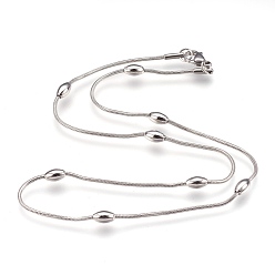 Stainless Steel Color 304 Stainless Steel Snake Chain Necklaces, with Lobster Claw Clasps, Oval, Stainless Steel Color, 16.7 inch(42.5cm), 1.2mm