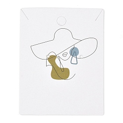 Human Rectangle Cardboard Earring Display Cards, for Jewlery Display, Women Pattern, 6.2x4.9x0.04cm, about 100pcs/bag