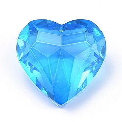 Aquamarine K9 Glass Rhinestone Pendants, Faceted, Heart, Aquamarine, 44x45.5x27.5mm, Hole: 1.4mm
