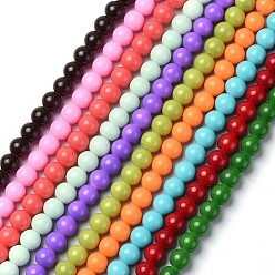 Mixed Color Baking Painted Glass Round Bead Strands, Mixed Color, 8.5~9mm, Hole: 1.5mm, about 105pcs/strand, 31.8 inch