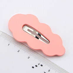 Pink Cute Cream Color Leaf Shape Alloy Snap Hair Clips, Non-Slip Barrettes Hair Accessories for Girls, Women, Pink, 54mm