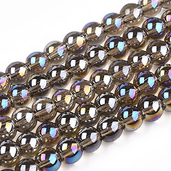 Gray Electroplate Transparent Glass Beads Strands, AB Color Plated, Round, Gray, 4~4.5mm, Hole: 0.8mm, about 97~99pcs/strand, 14.76 inch~14.96 inch(37.5~38cm)