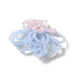 Aciano Azul Perlas de vidrio cabujones de flores trenzadas, con fornituras de tamiz de hierro dorado, para diy broche pendiente adornos de vestuario, azul aciano, 32~33x40~46x7 mm, agujero: 1.4 mm