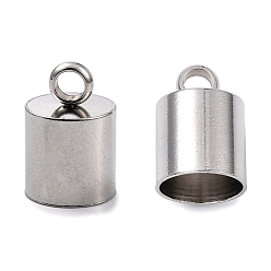 Stainless Steel Color Smooth Surface 201 Stainless Steel Cord Ends, Stainless Steel Color, 3/8x1/4 inch(11x7mm), Hole: 3mm, Inner Diameter: 6mm
