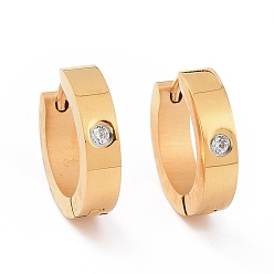 Золотой Массивные серьги-кольца с кристаллами и стразами, вакуумное покрытие 304 украшения из нержавеющей стали для женщин, золотые, 16x16.5x4 мм, штифты : 1 мм