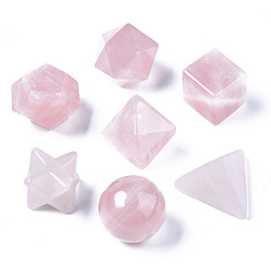Cuarzo Rosa Natural aumentó de perlas de cuarzo, sin agujero / sin perforar, estilo chakra, de alambre envuelto colgante de decisiones, 3 forma d, redondo y cubo y triángulo y merkaba estrella y bicono y octágono y polígono, 13.5~21x13.5~22x13.5~20 mm